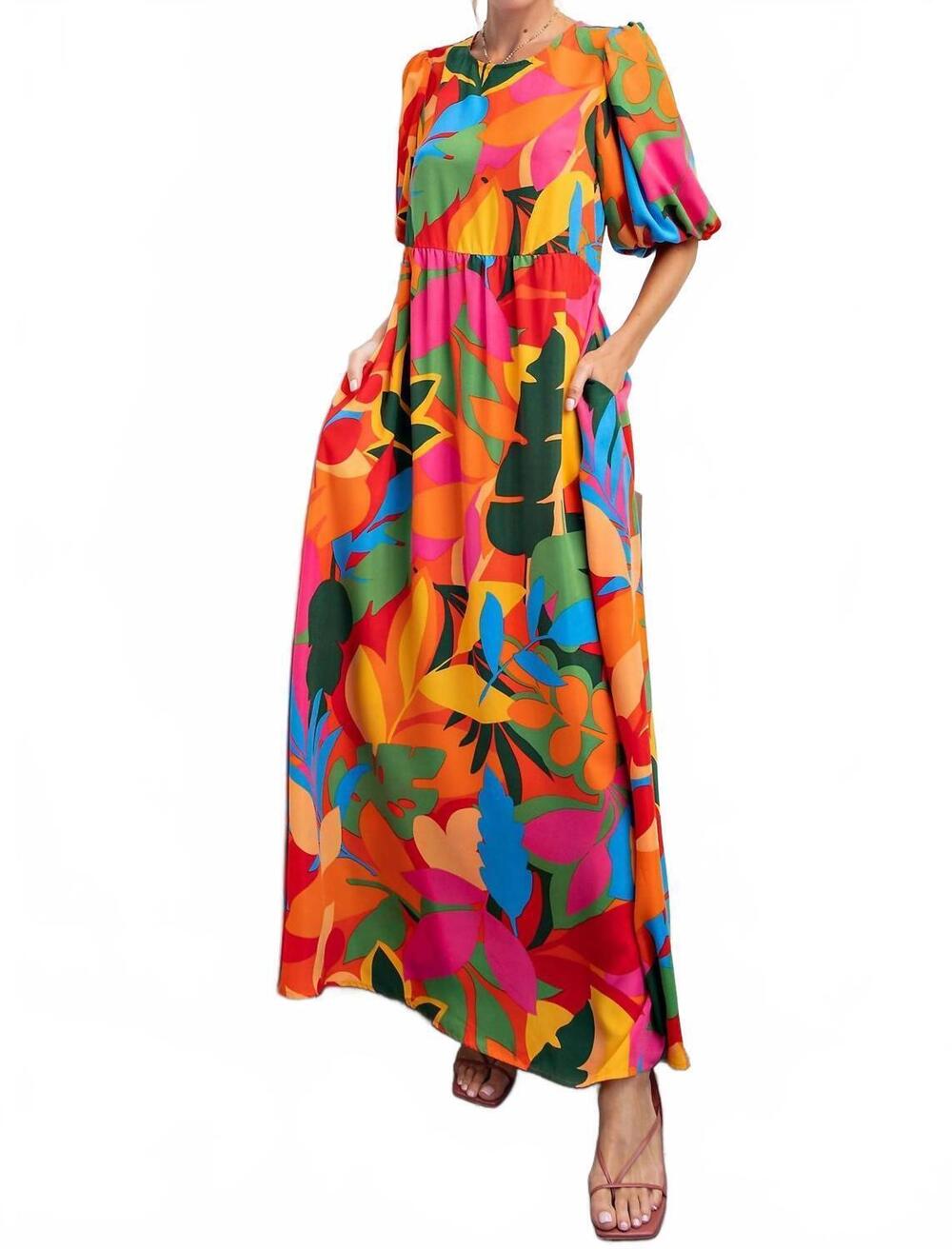 NEW EASEL bold floral print maxi dress in multi